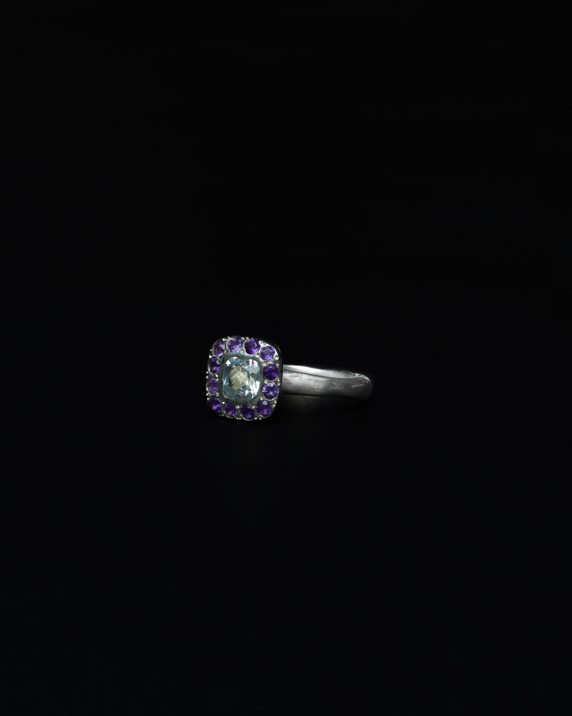 Square Halo Ring Amethyst
