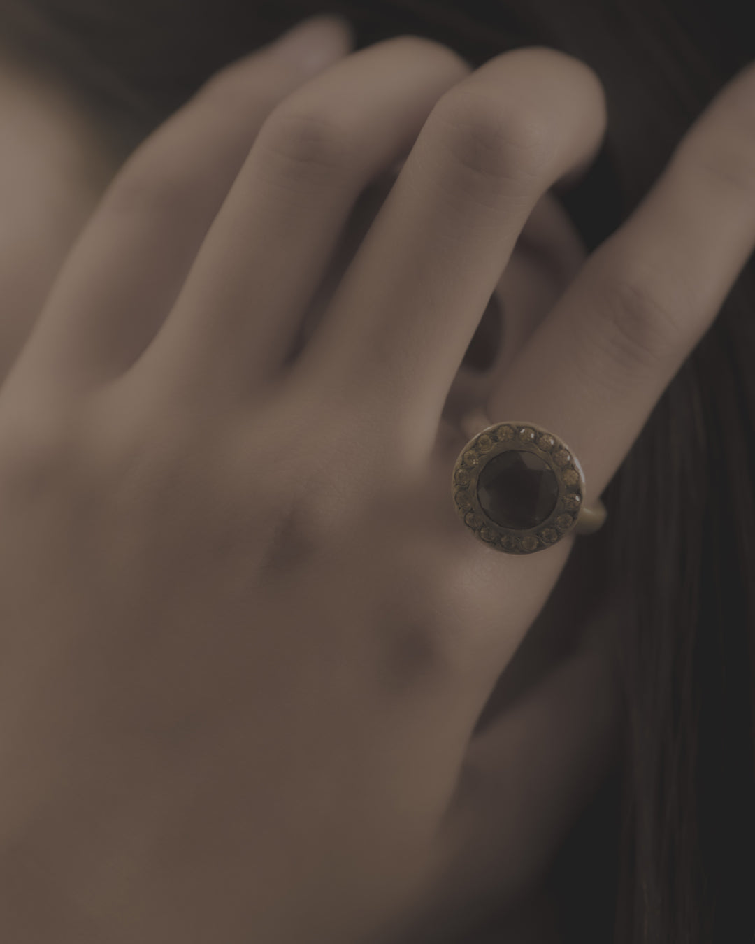 Middle Halo Ring Copper Rutile & Mint Sapphire