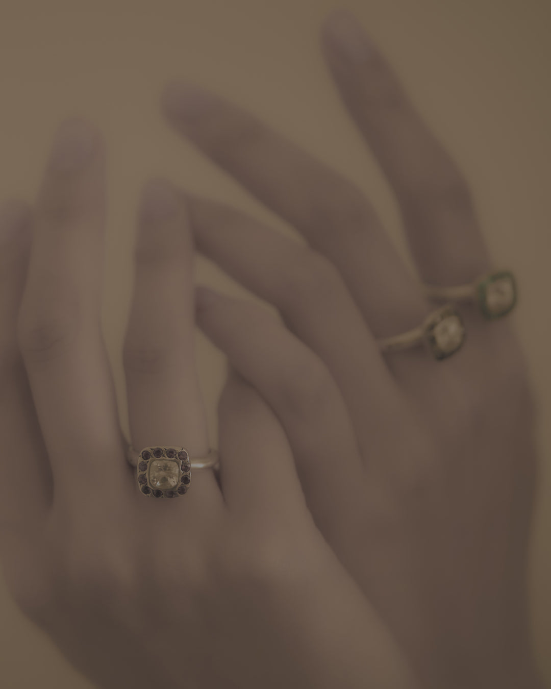 Square Halo Ring Emerald