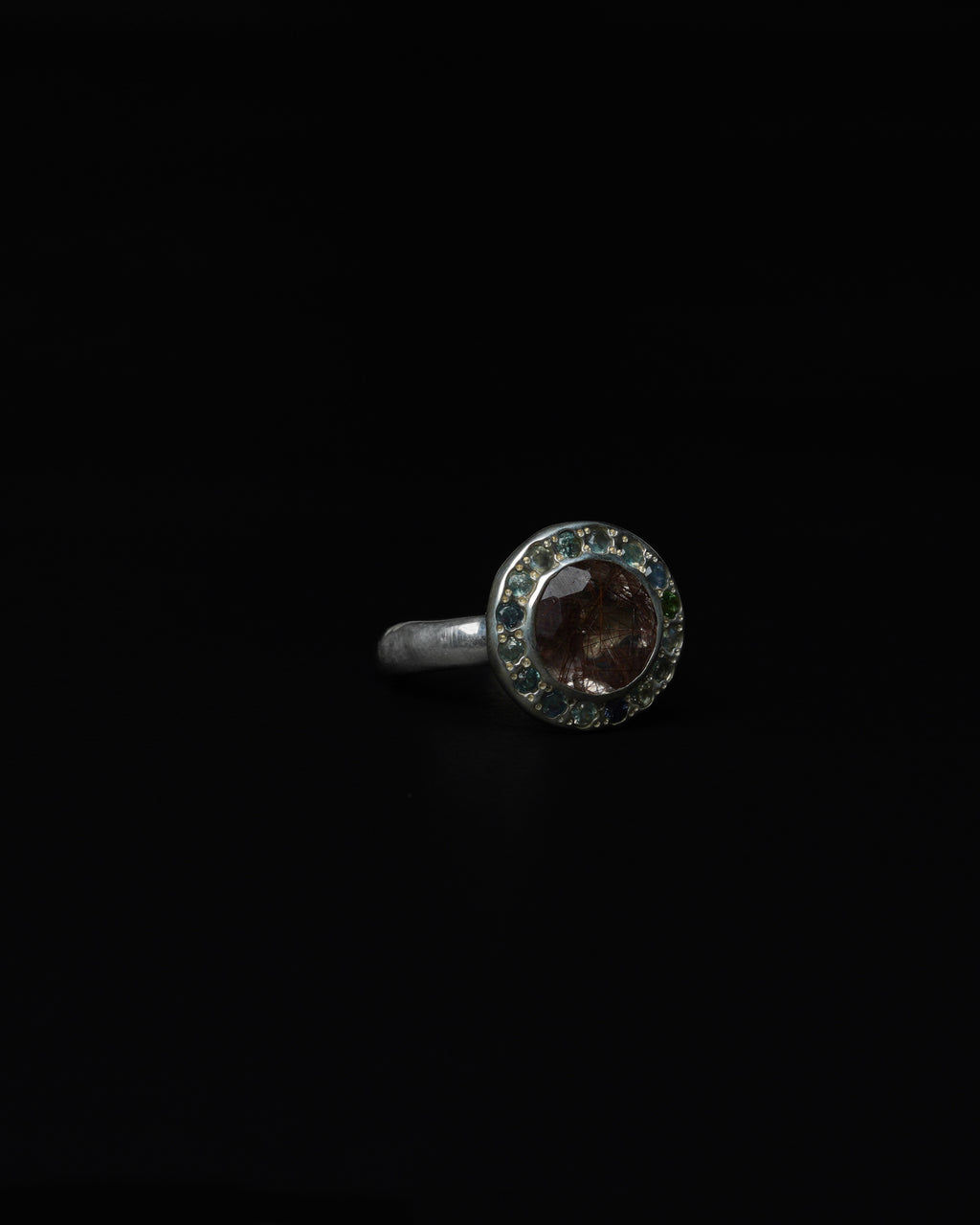 Middle Halo Ring Copper Rutile & Alexandrite