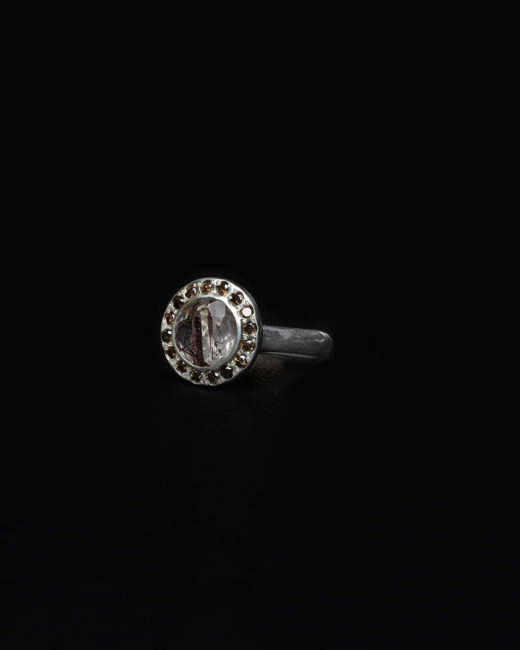 Middle Halo Ring Copper Rutile & Cognac Diamond