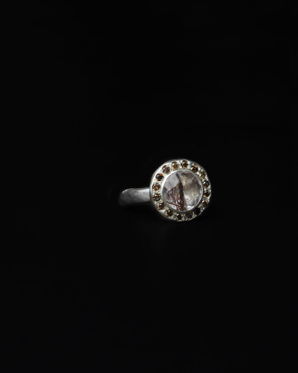 Middle Halo Ring Copper Rutile & Cognac Diamond
