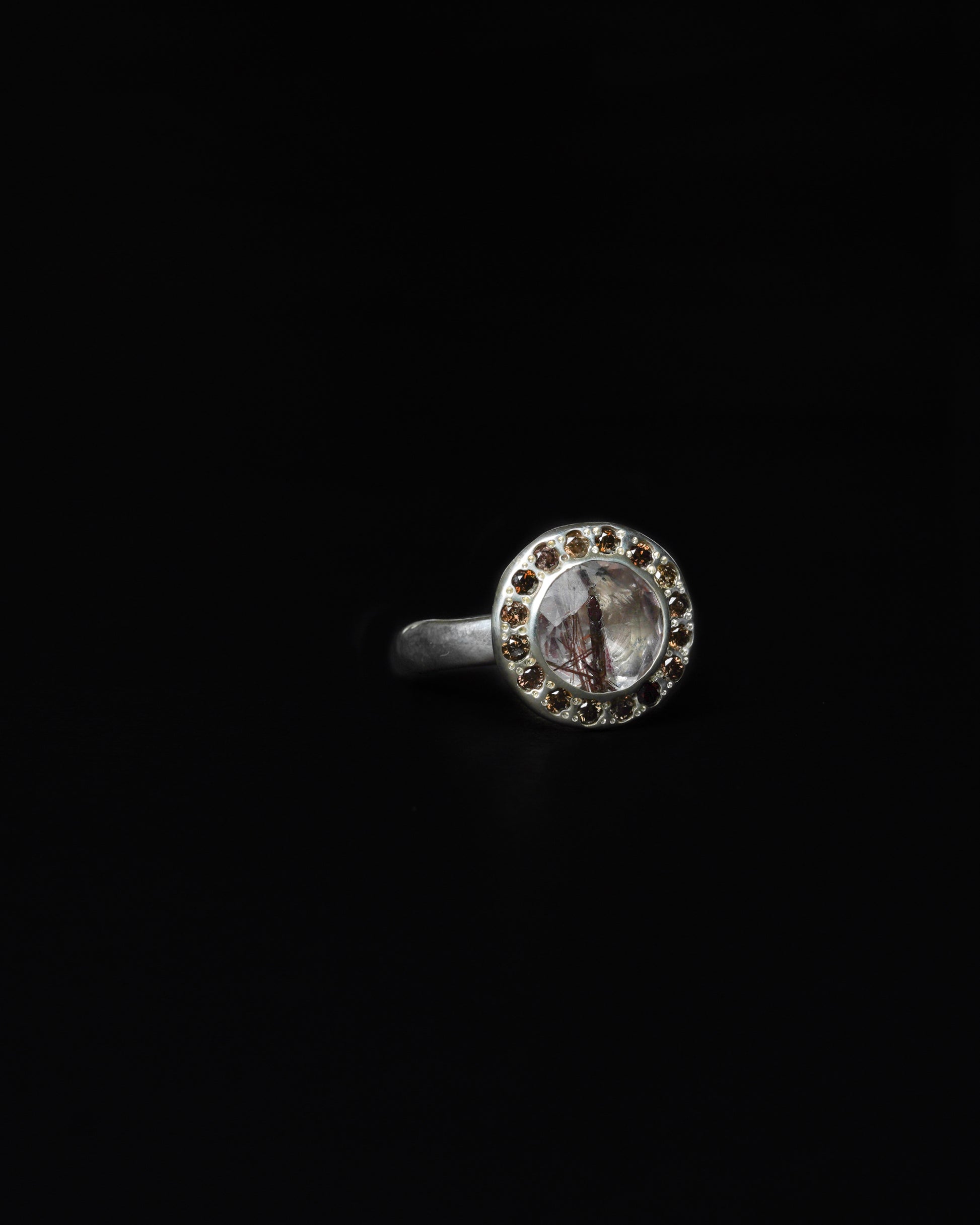 Middle Halo Ring Copper Rutile & Cognac Diamond