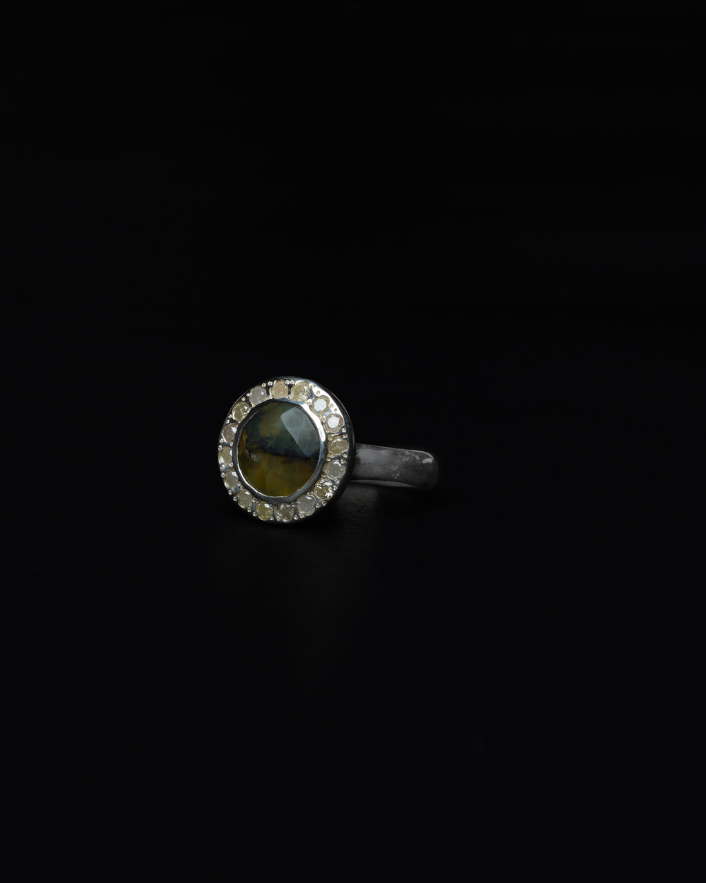 Middle Halo Ring Yellow Dendritic & Ice Diamond