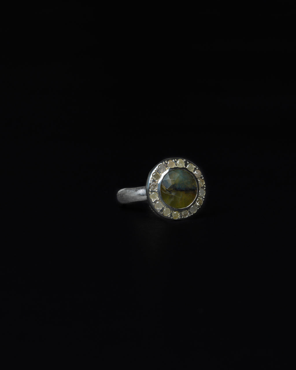 Middle Halo Ring Yellow Dendritic & Ice Diamond