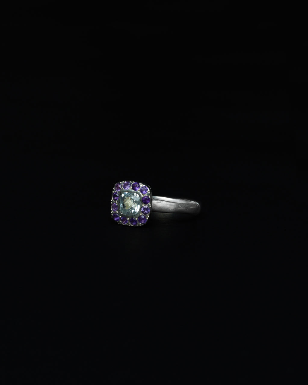 Square Halo Ring Amethyst