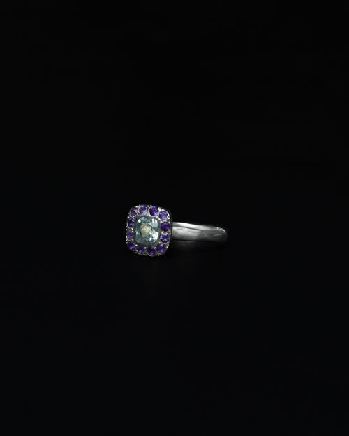 Square Halo Ring Amethyst