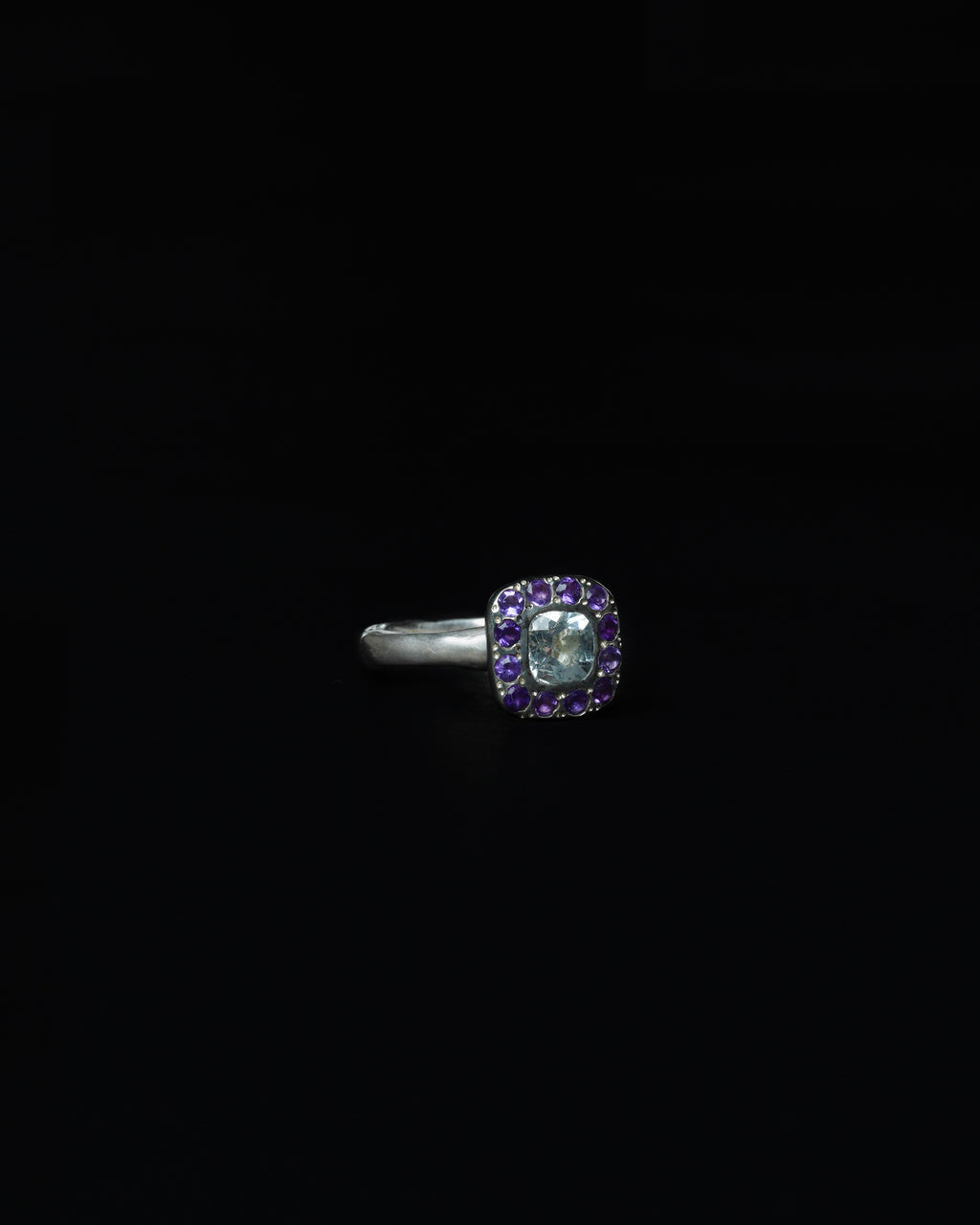 Square Halo Ring Amethyst