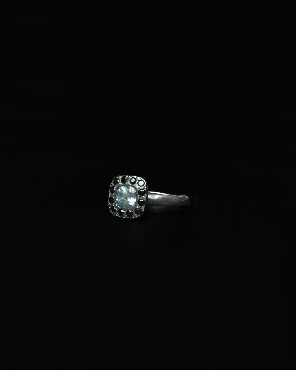 Square Halo Ring Black Diamond