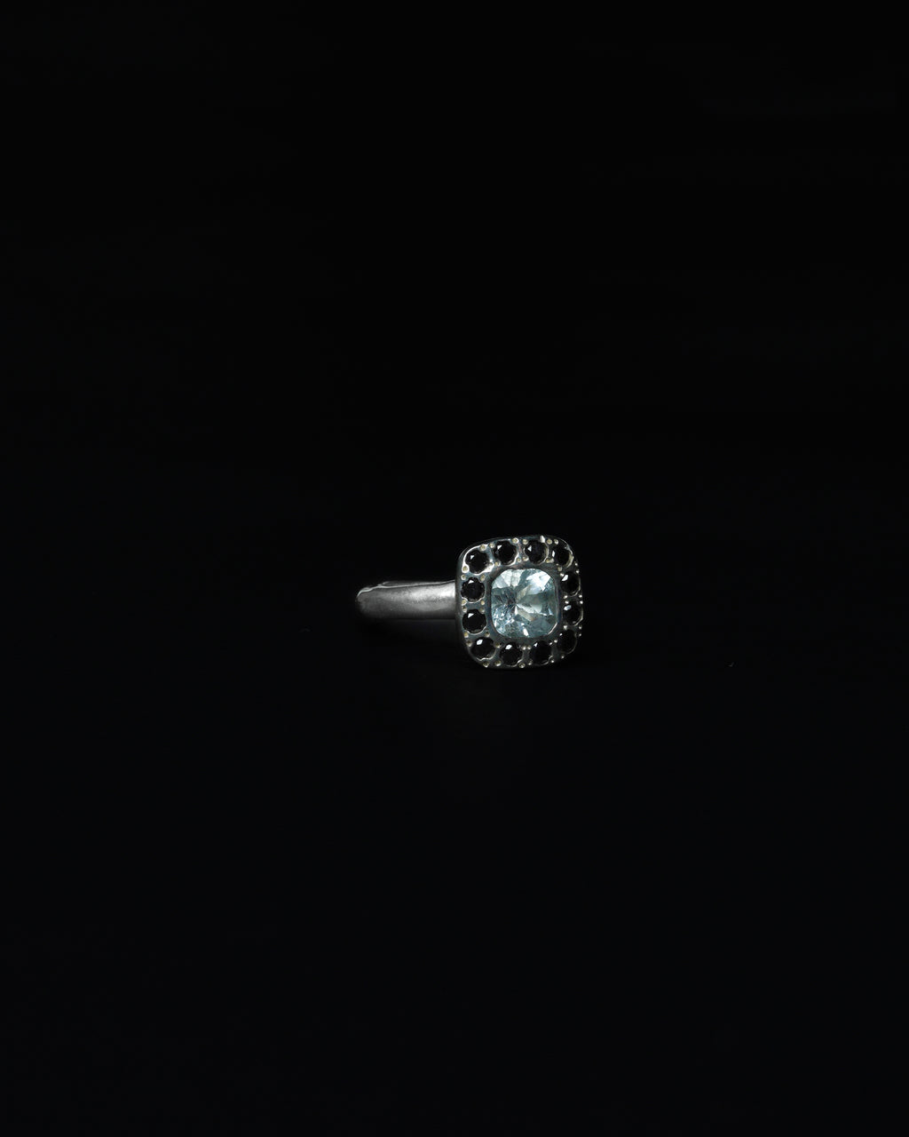 Square Halo Ring Black Diamond