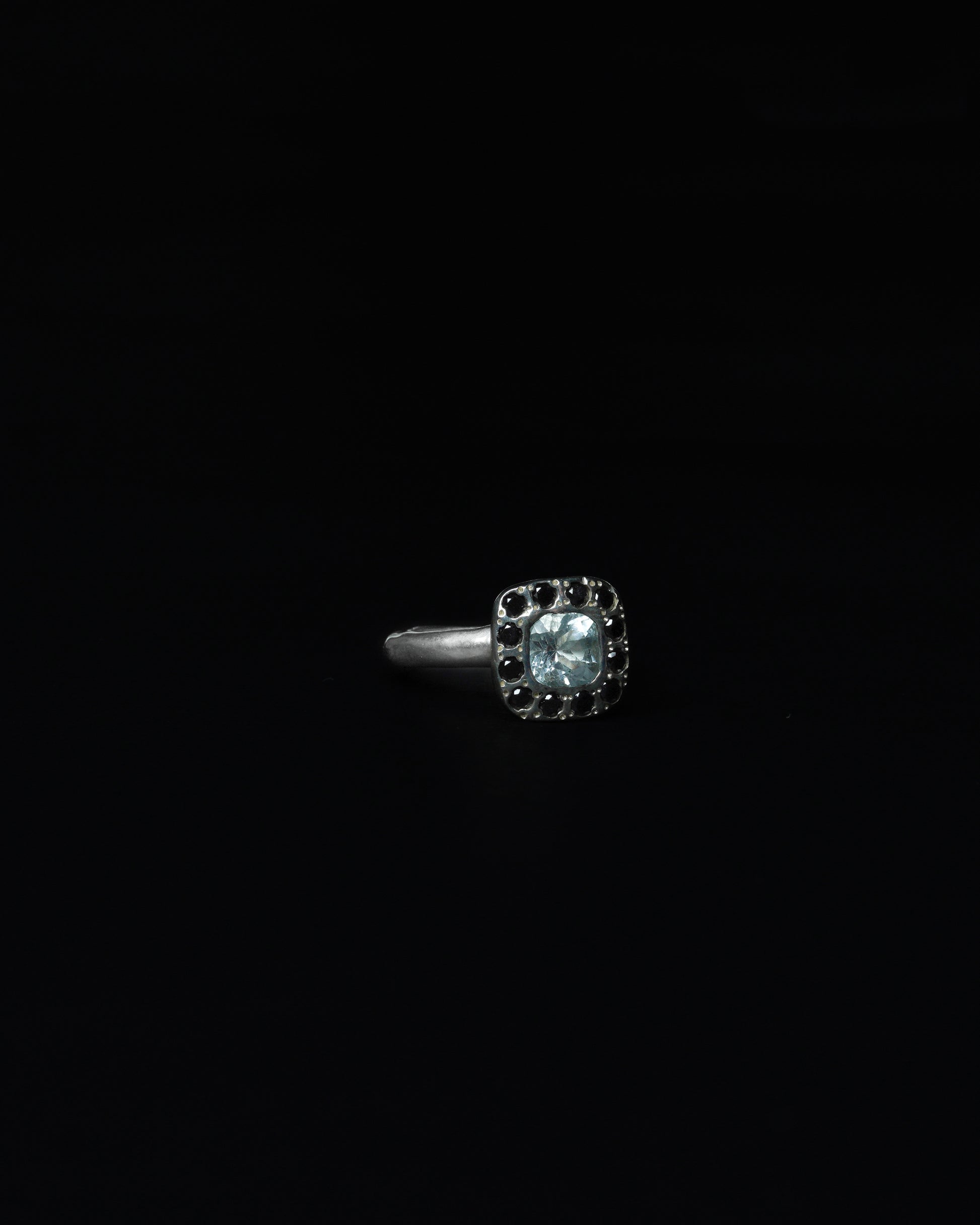 Square Halo Ring Black Diamond