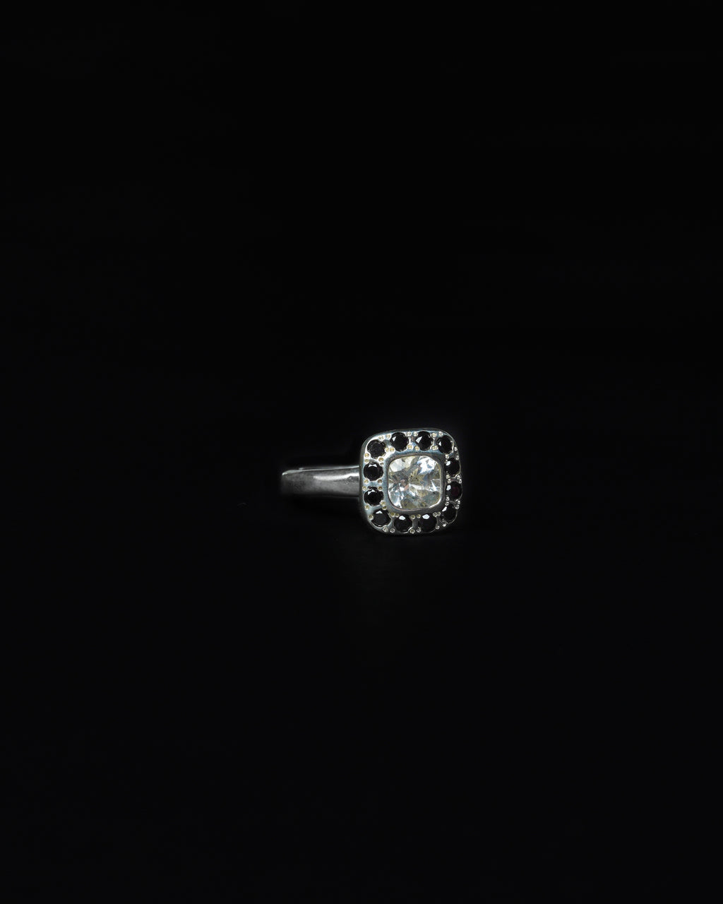 Square Halo Ring Black Diamond - 2