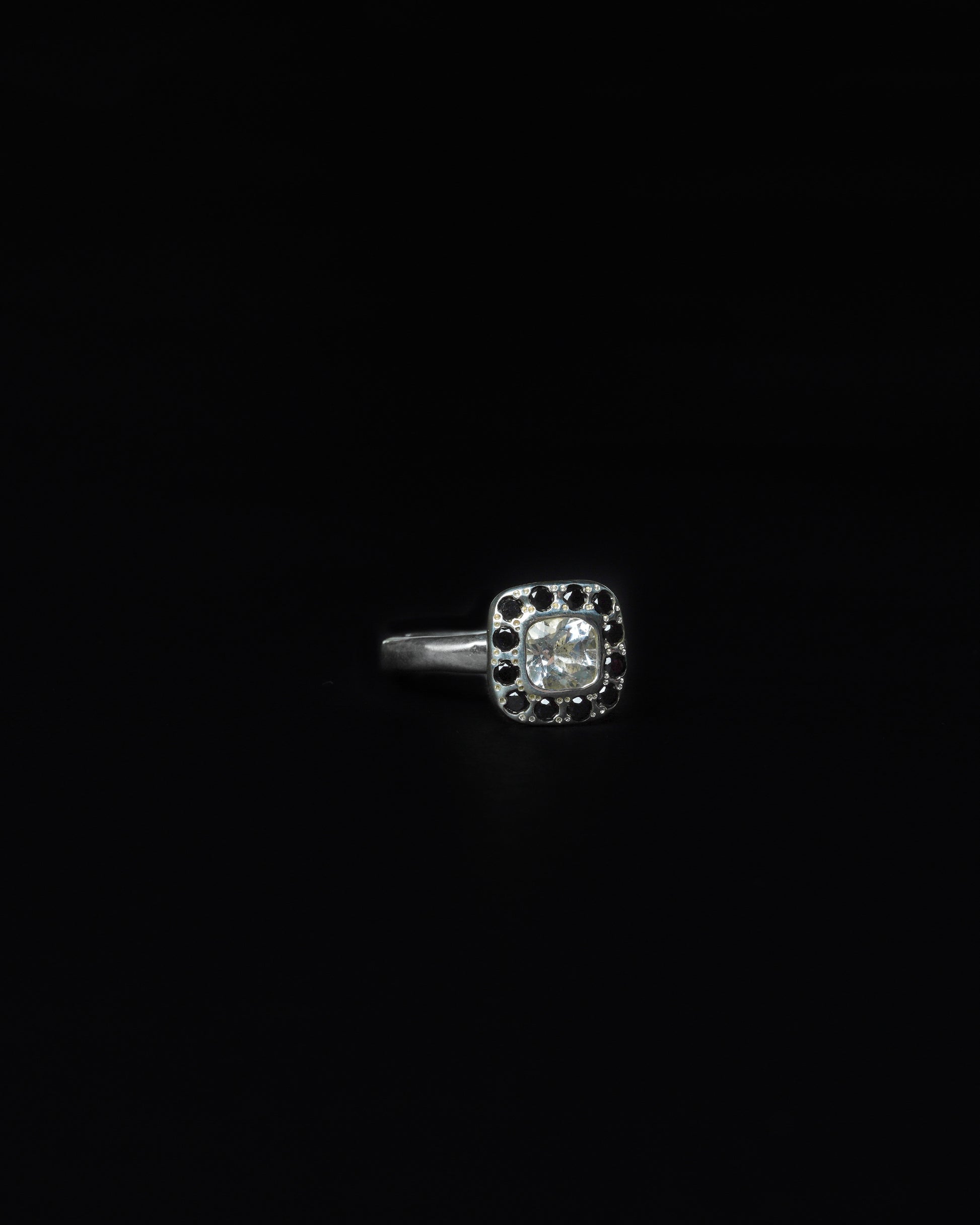 Square Halo Ring Black Diamond - 2