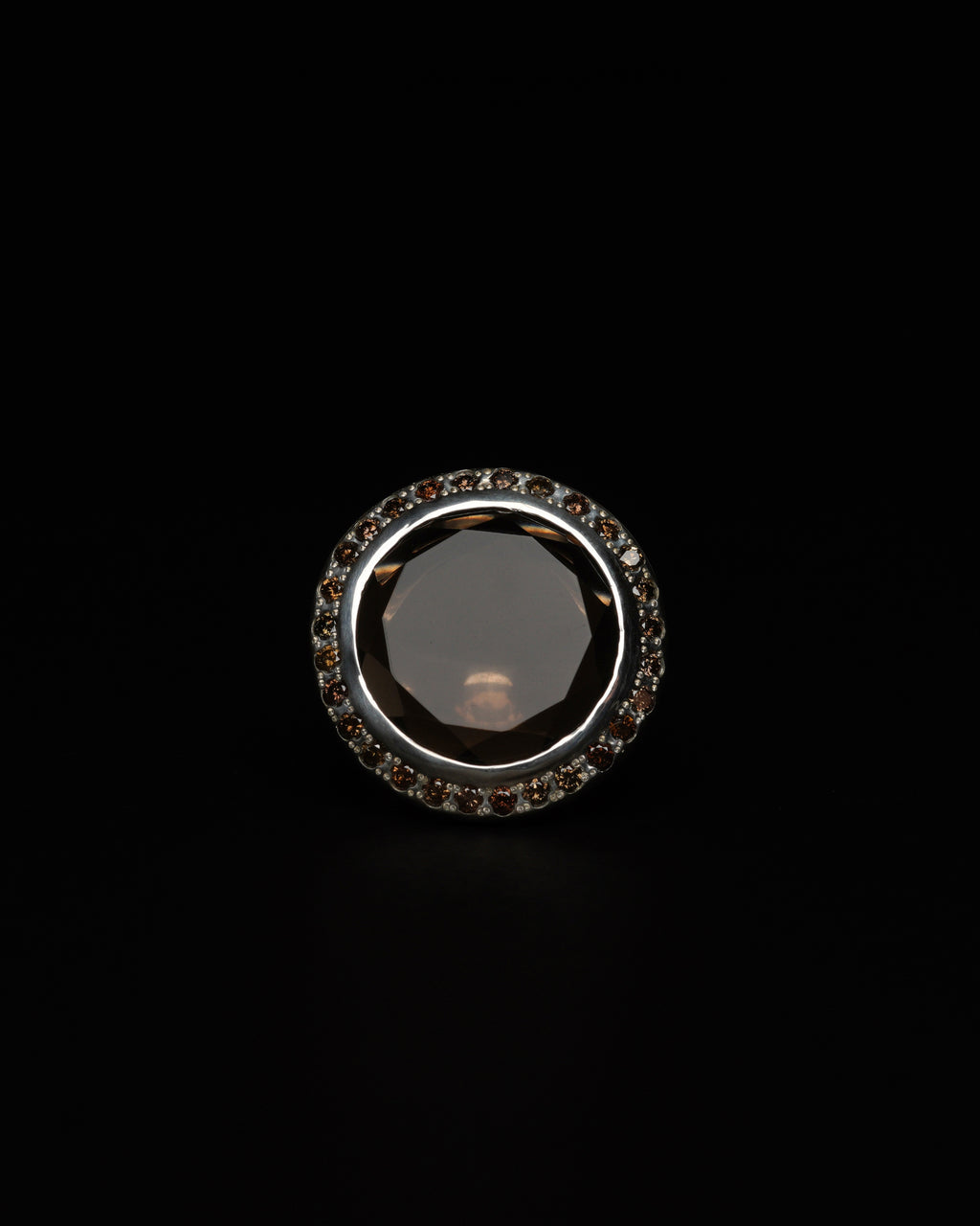 Big Halo Ring Smoky Quartz & Cognac Diamond