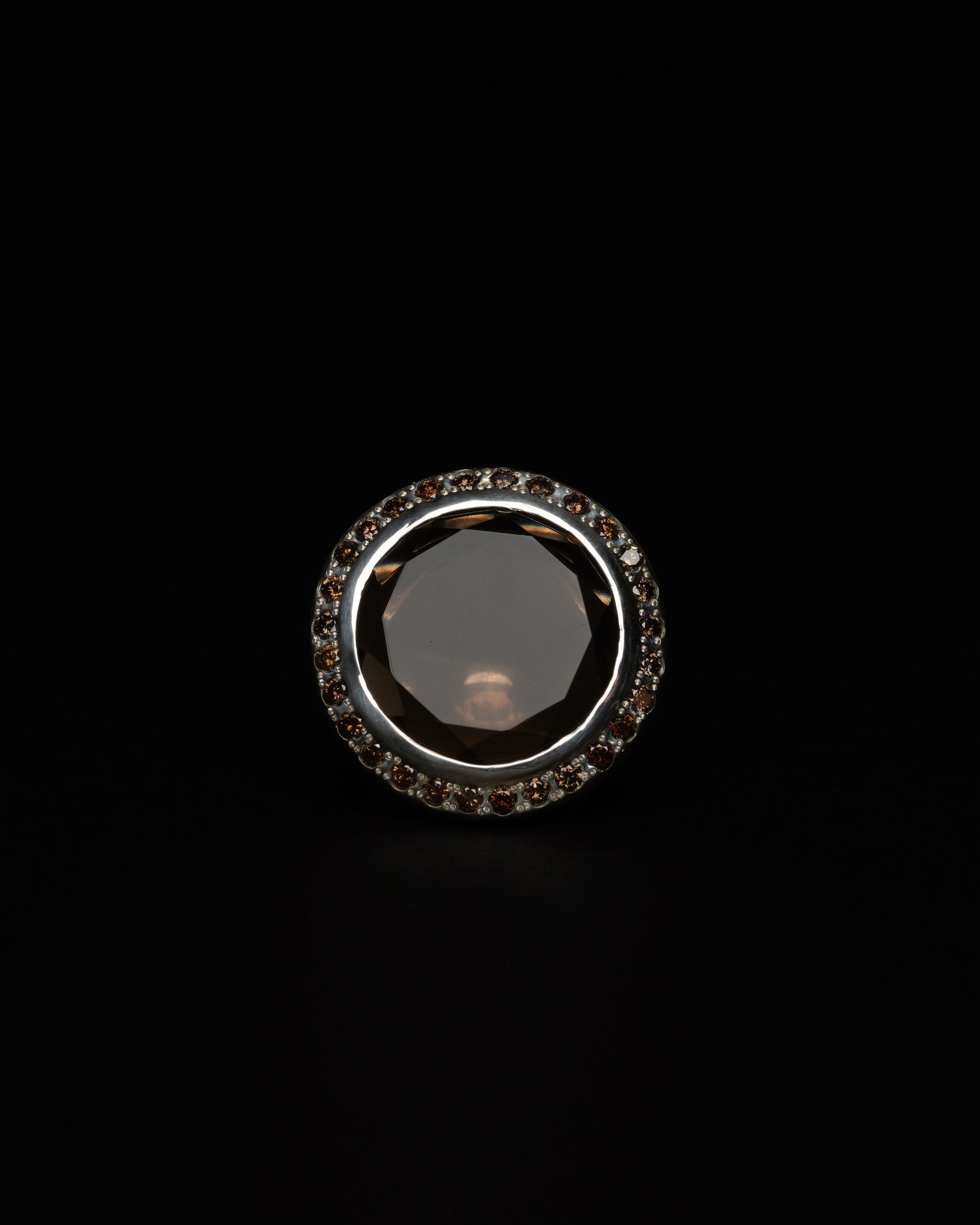 Big Halo Ring Smoky Quartz & Cognac Diamond