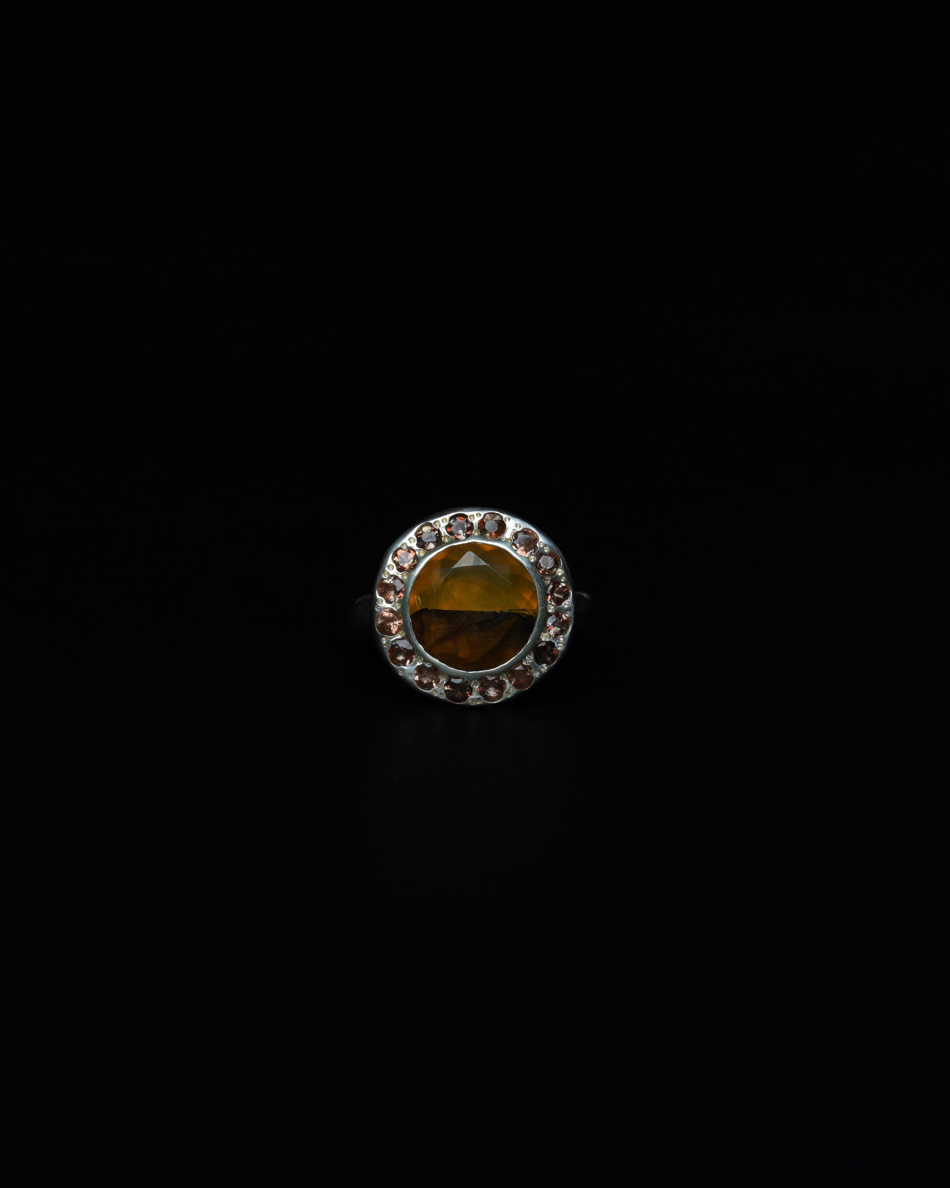 Middle Halo Ring Yellow Dendritic & Andalusite