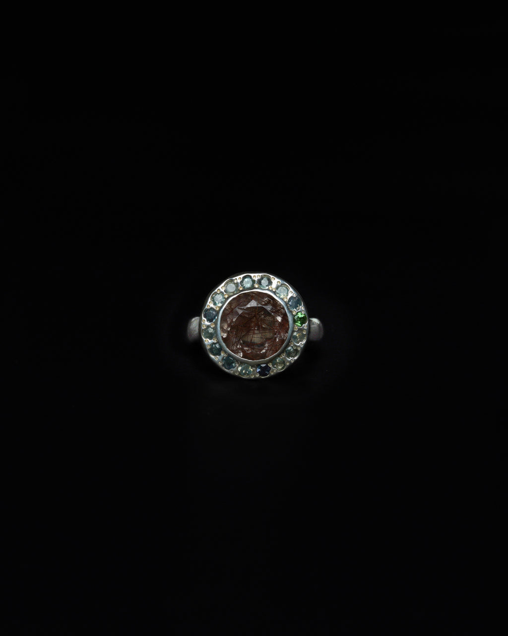 Middle Halo Ring Copper Rutile & Alexandrite