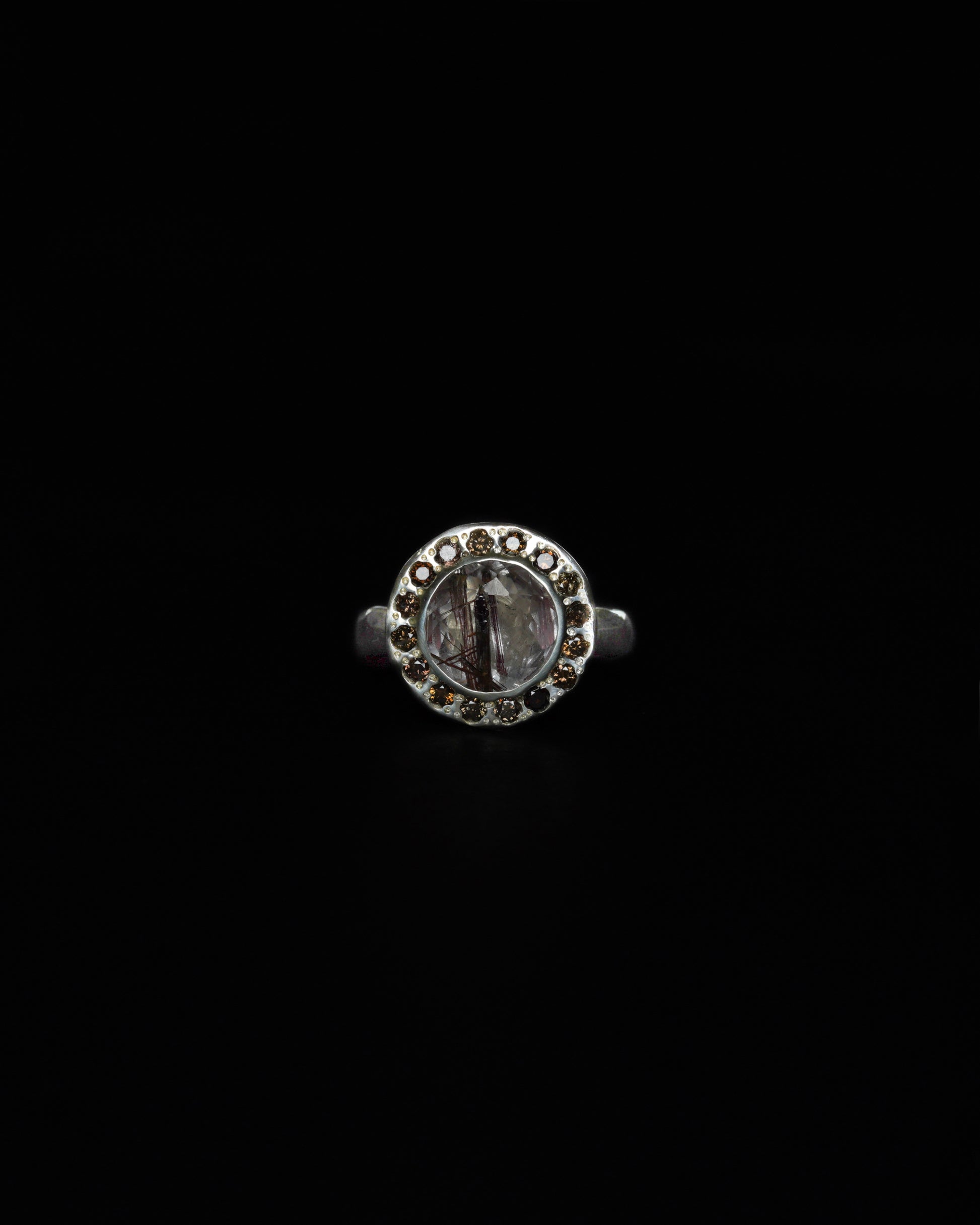 Middle Halo Ring Copper Rutile & Cognac Diamond