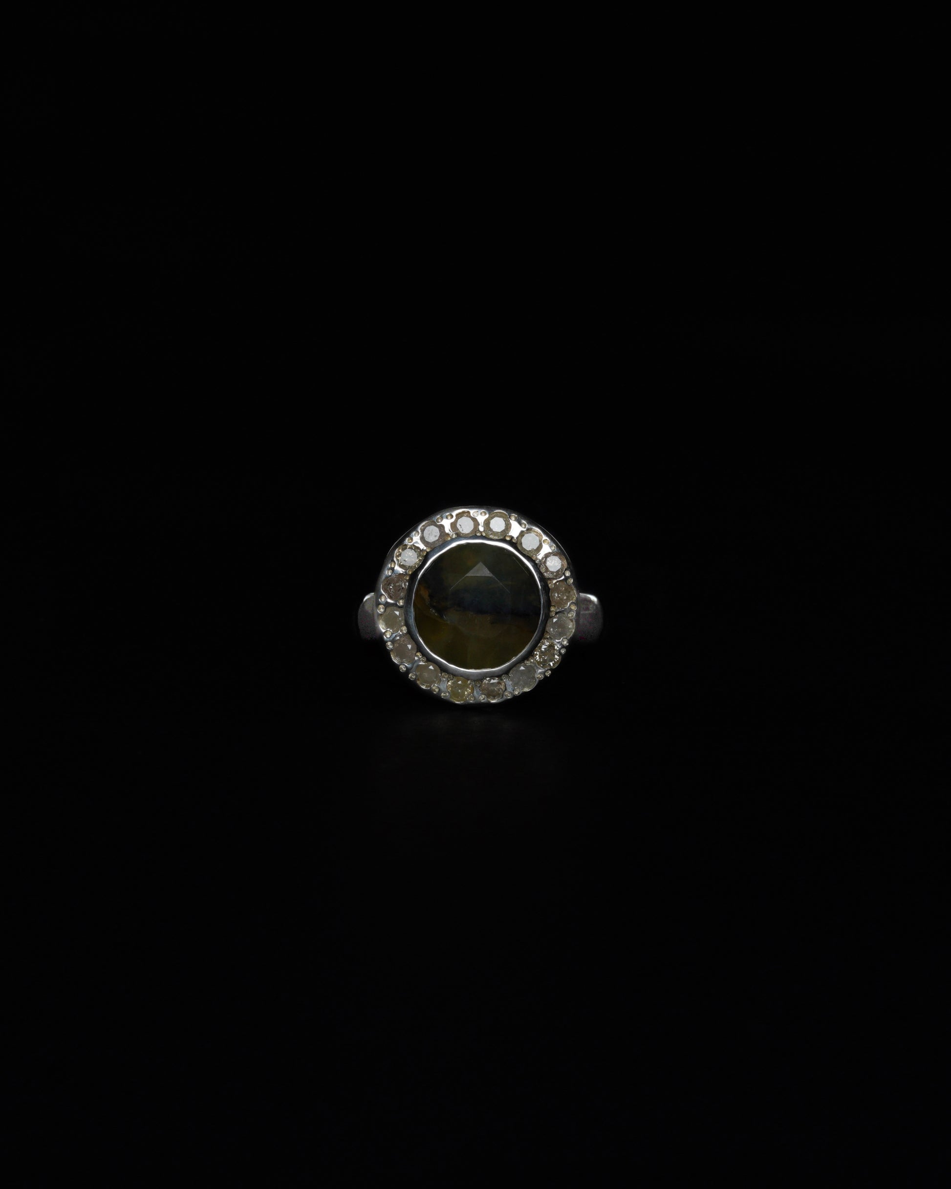 Middle Halo Ring Yellow Dendritic & Ice Diamond