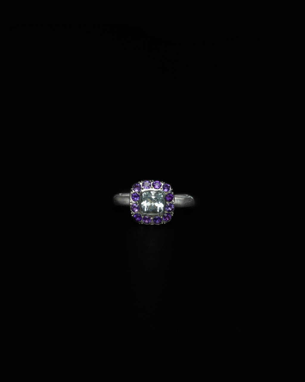 Square Halo Ring Amethyst