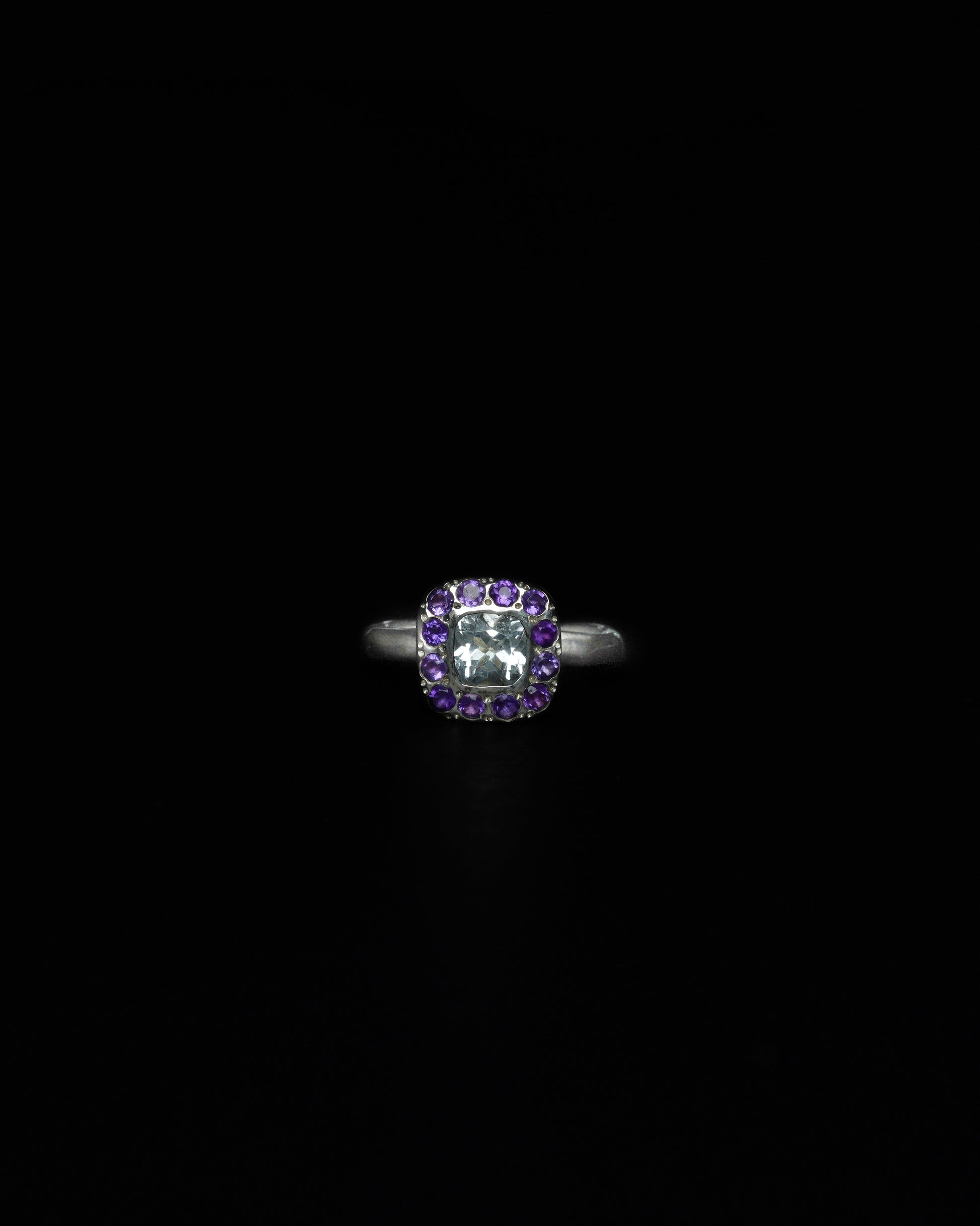 Square Halo Ring Amethyst