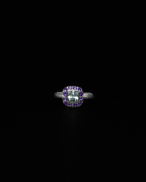 Square Halo Ring Amethyst