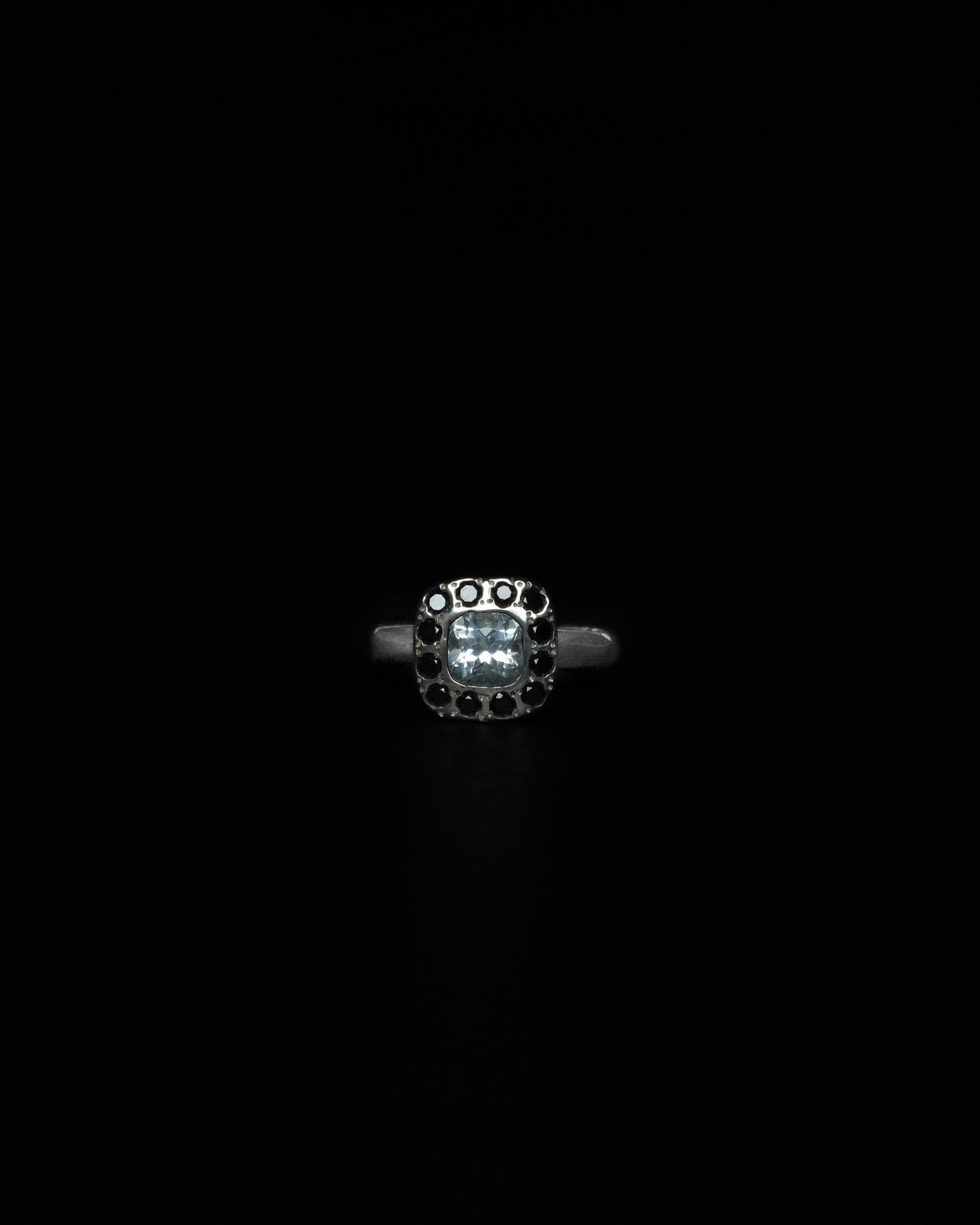 Square Halo Ring Black Diamond