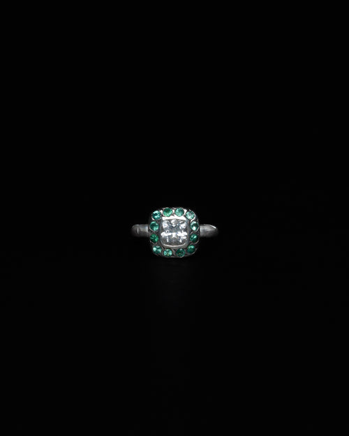 Square Halo Ring Emerald